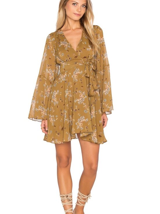 Free People Dresses & Skirts - Free People Lilou Wrap Dress Toffee Combo